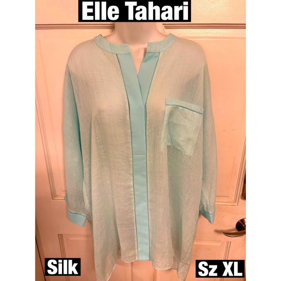 elle tahari Tops - Elle Tahari  Teal Silk Tunic Sz XL